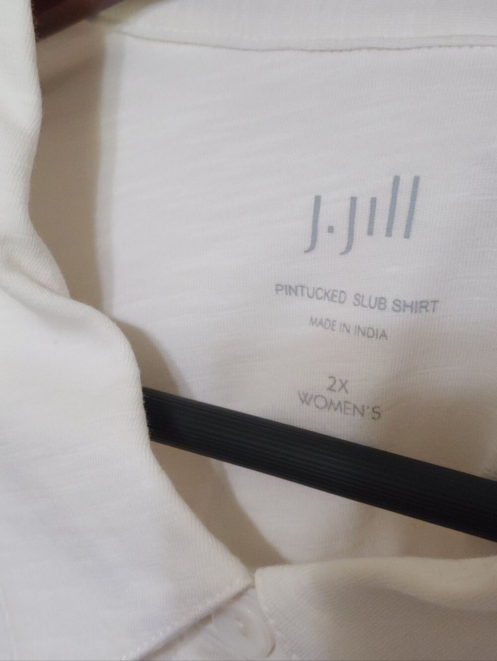 J. Jill Top Pintuck Slub Shirt Pleated Button Blouse Women 2X Classic White - Picture 2 of 7